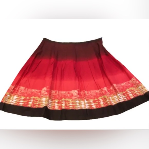Hillard & Hanson Circle Skirt Size 14P Red Brown Ombre - Picture 2 of 9